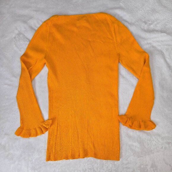 Massimo Dutti mustard yellow ribbed sweater mulberry silk cotton M - Picture 3 of 11